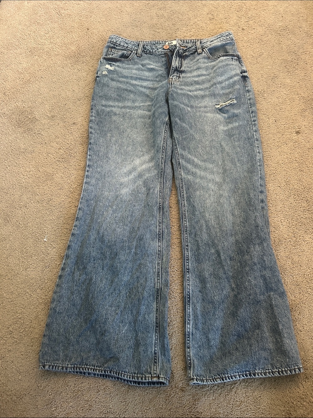 SO Distressed Wide Leg Light Blue Jeans